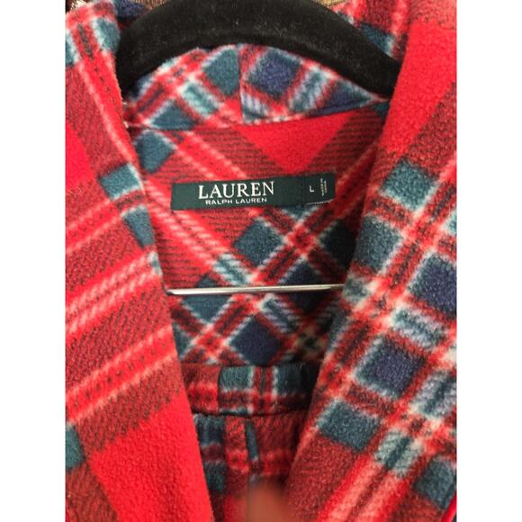 Ralph Lauren Womens Red Plaid Crest Christmas Pajama Pjs Set Top Pants Sz L - Picture 7 of 12